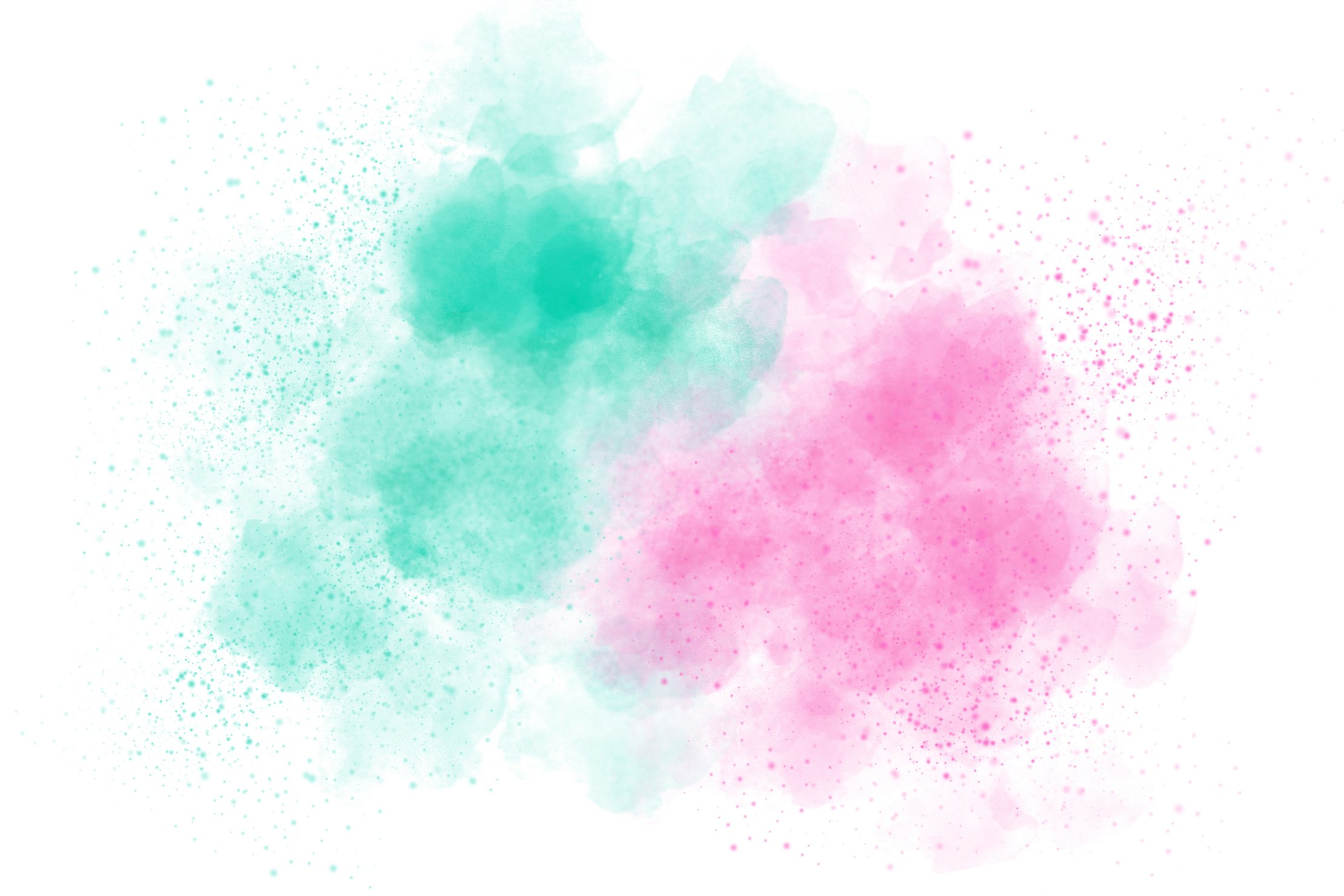 Watercolor Brush Strokes - Paint Spatter - Pastel Colors Painting Background - Pink Teal